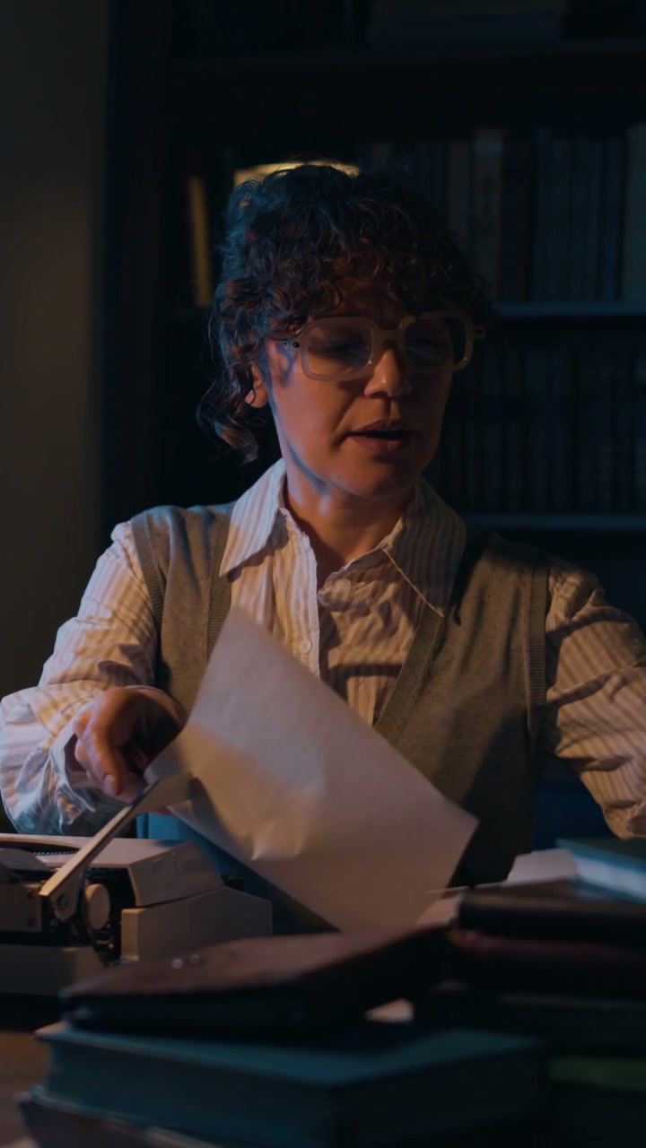 Vintage Writer Working on Manuscript