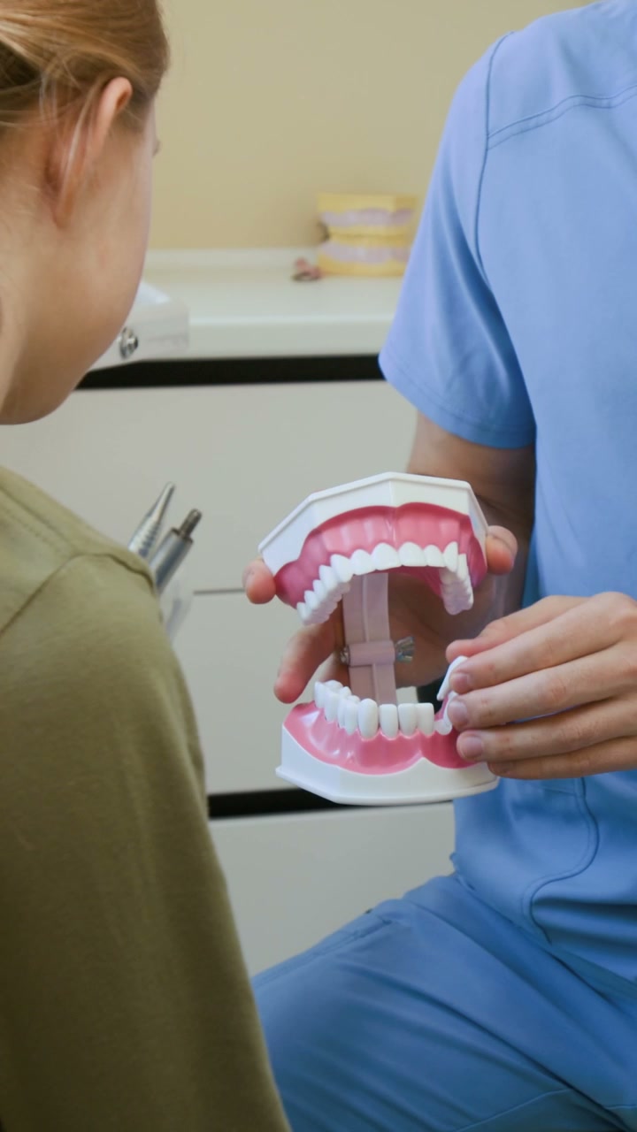 Dentist Explaining Dental Model to Child