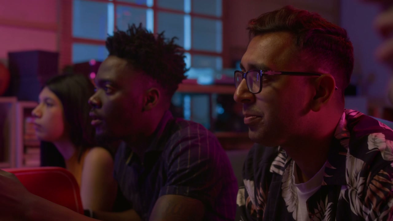 Excited Friends Watching Sports Game