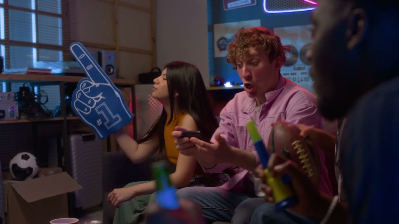 Friends Watching Sports and Celebrating