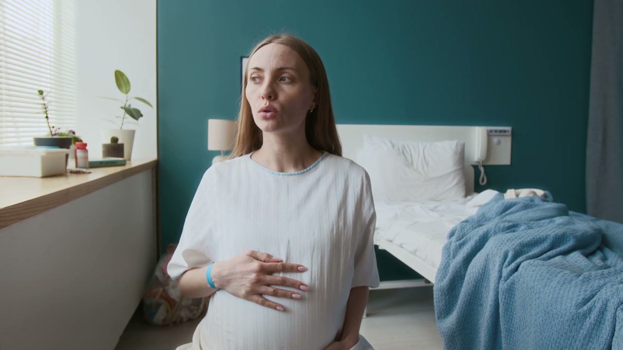 Pregnant Woman Breathing During Labor