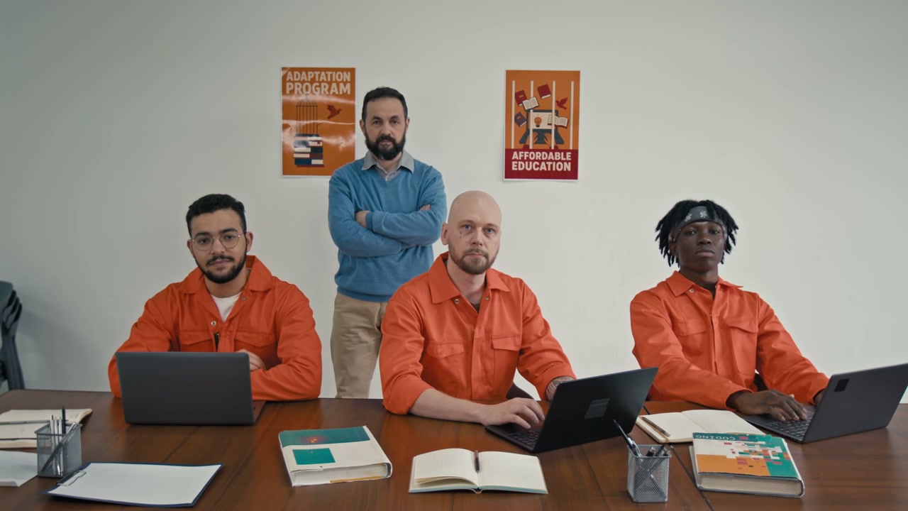 Prison Education Group With Teacher