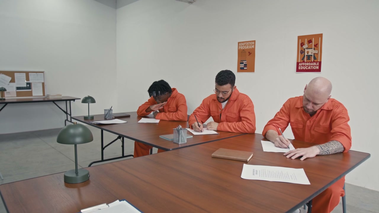 Men Studying in Prison Education Class