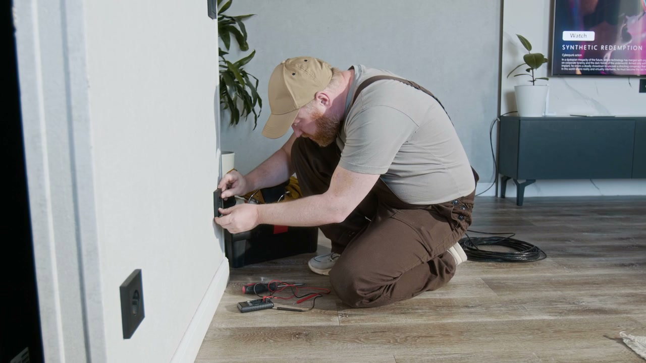 Electrician Installing Wall Socket