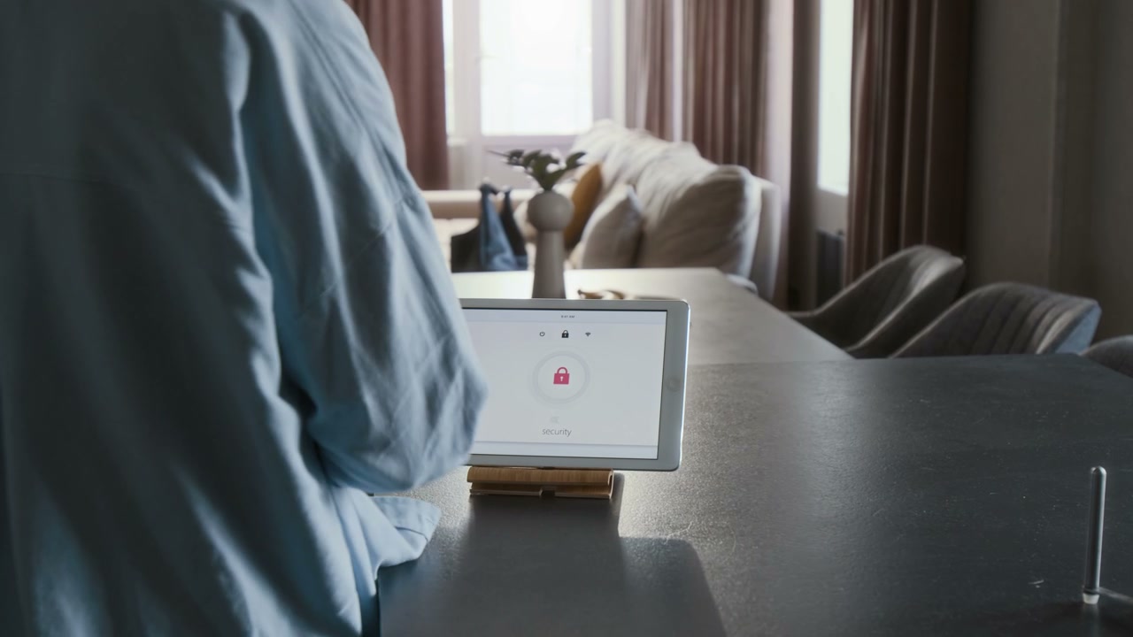 Hand Operating Smart Home Security Tablet