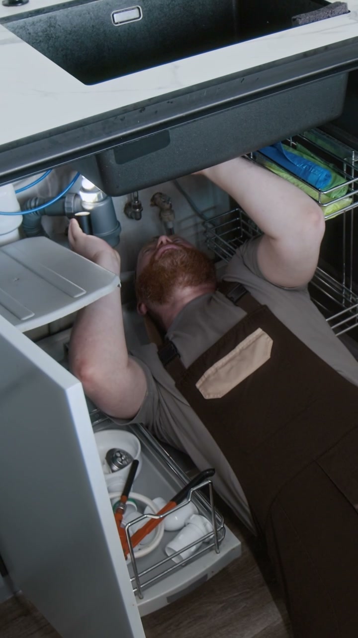 Plumber Repairing Kitchen Sink
