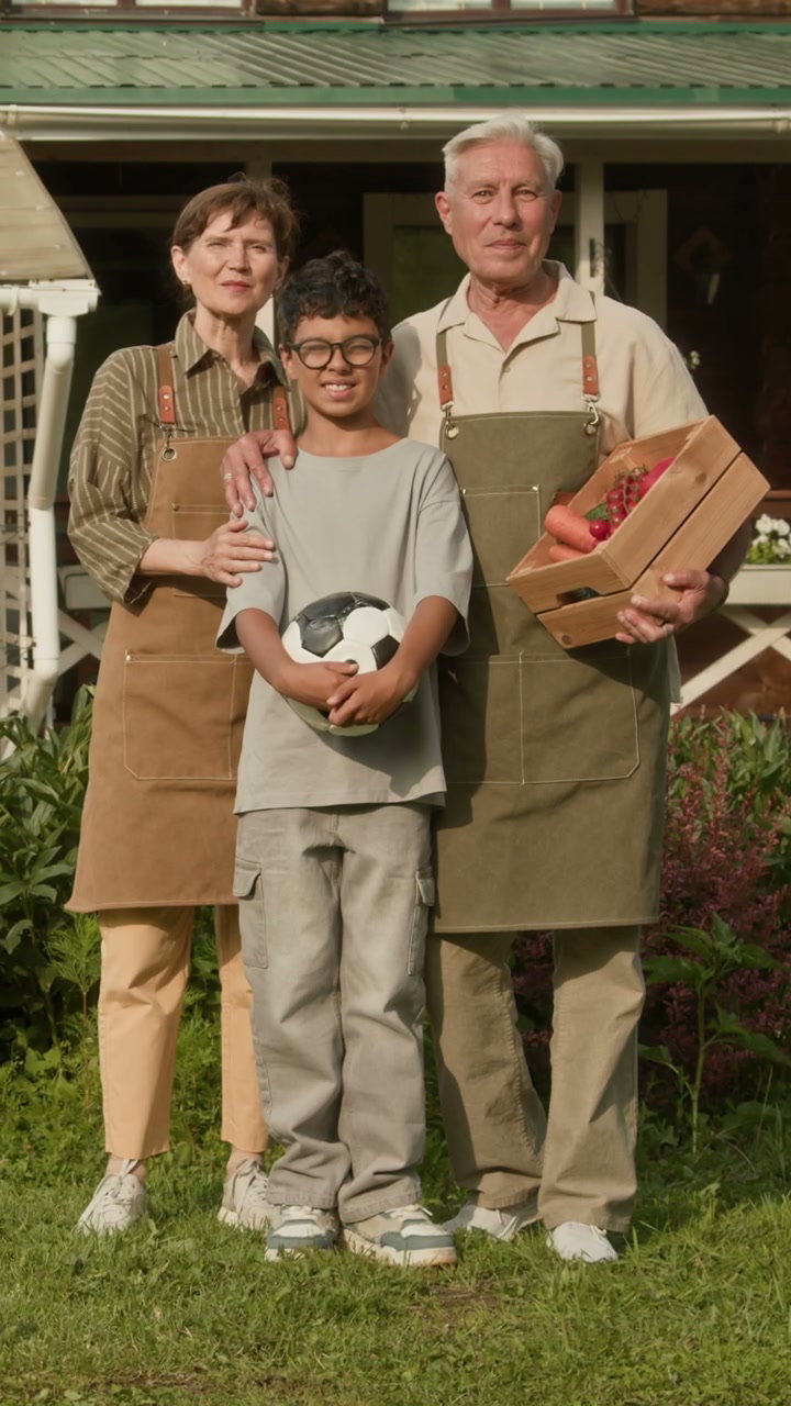 Grandparents and Grandchild in Garden