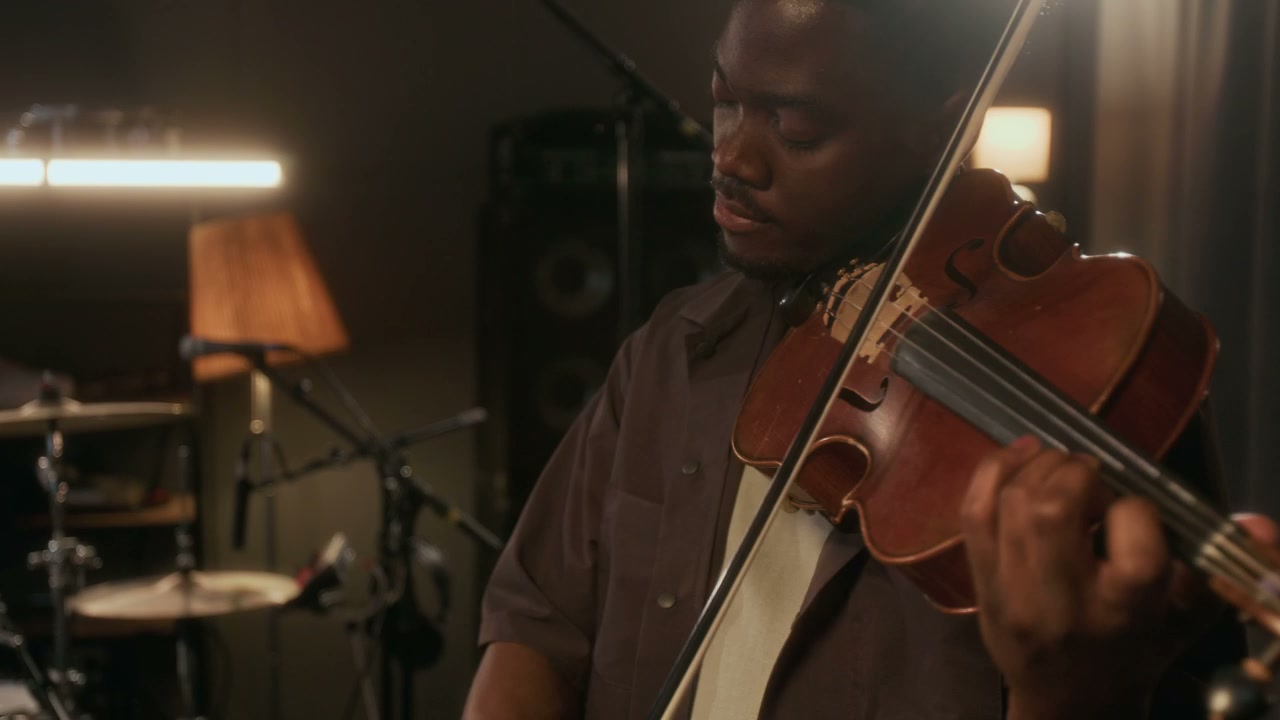 Musician Playing Violin in Studio
