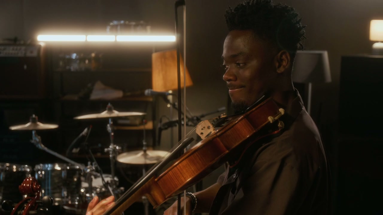 String Musicians Rehearsing in Studio