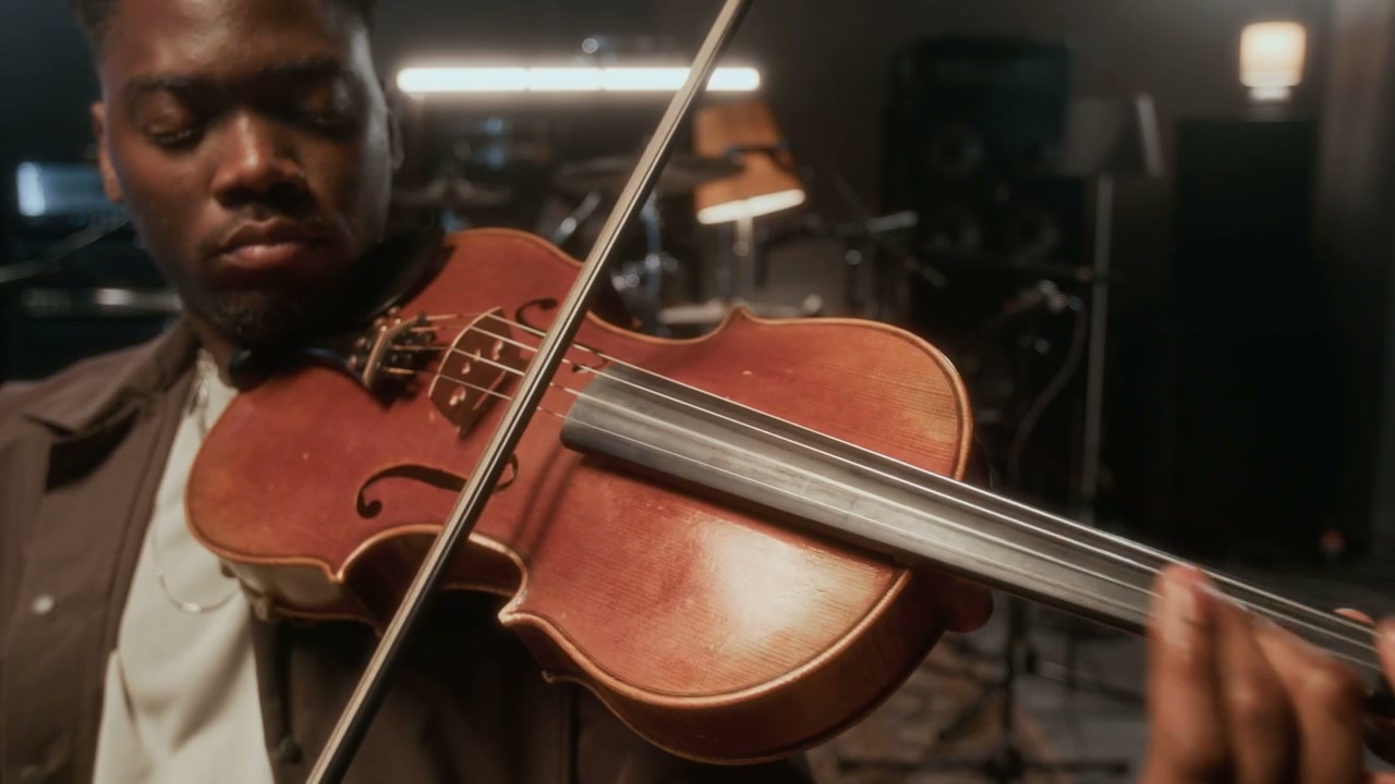 Musician Playing Violin in Studio