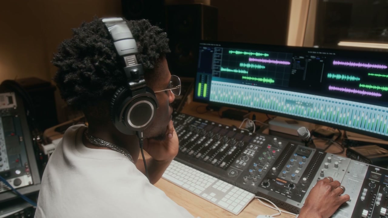 Audio Engineer Mixing Sound in Studio