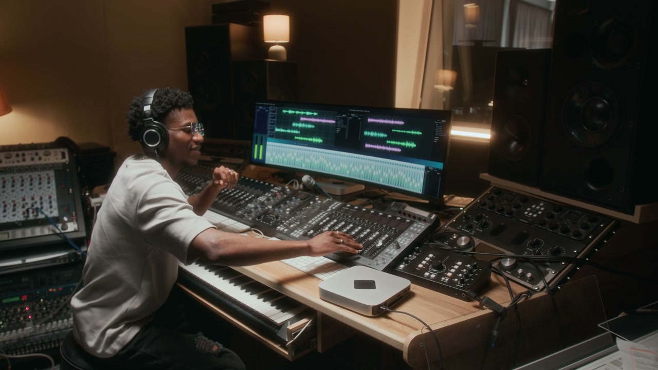 Music Producer Mixing in Recording Studio