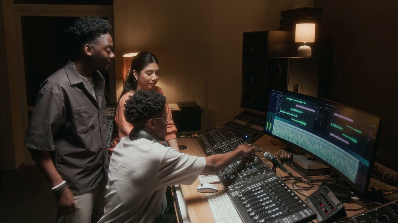 Music Producers Collaborating in Studio
