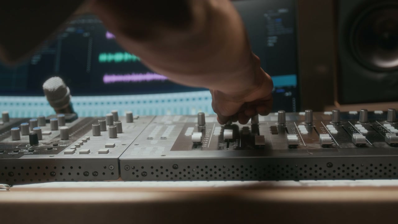 Man Adjusting Sound Mixing Console