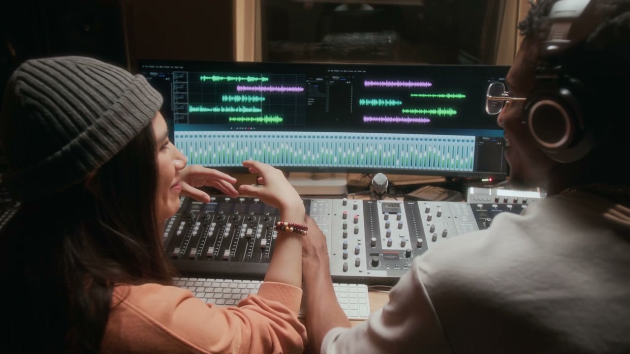 Music Producers Collaborating in Studio