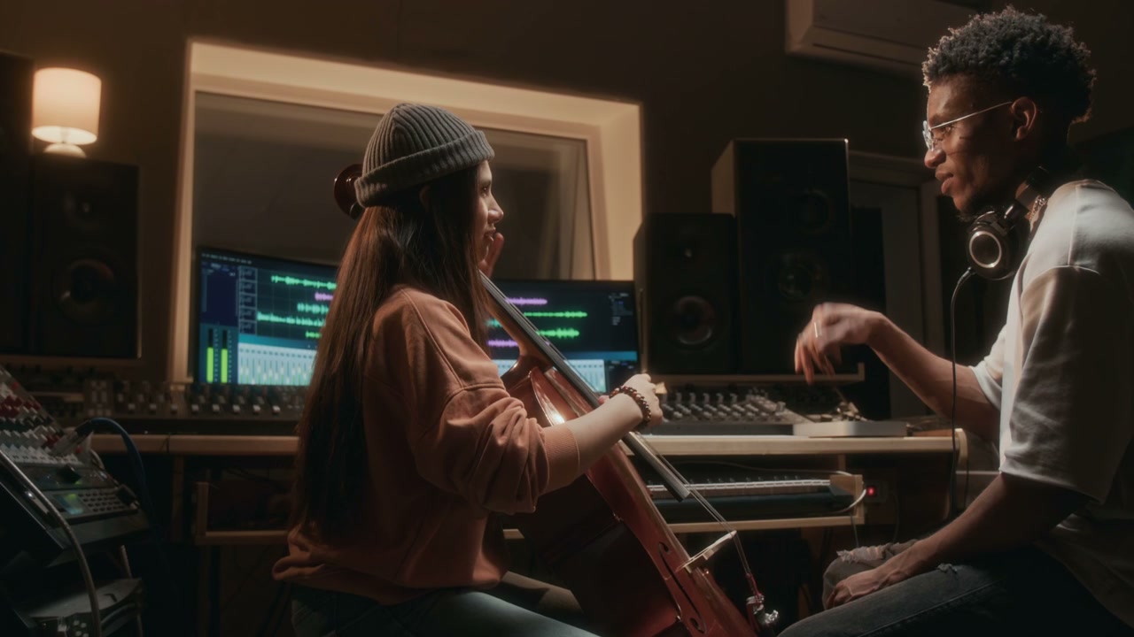 Musicians Collaborating in Recording Studio