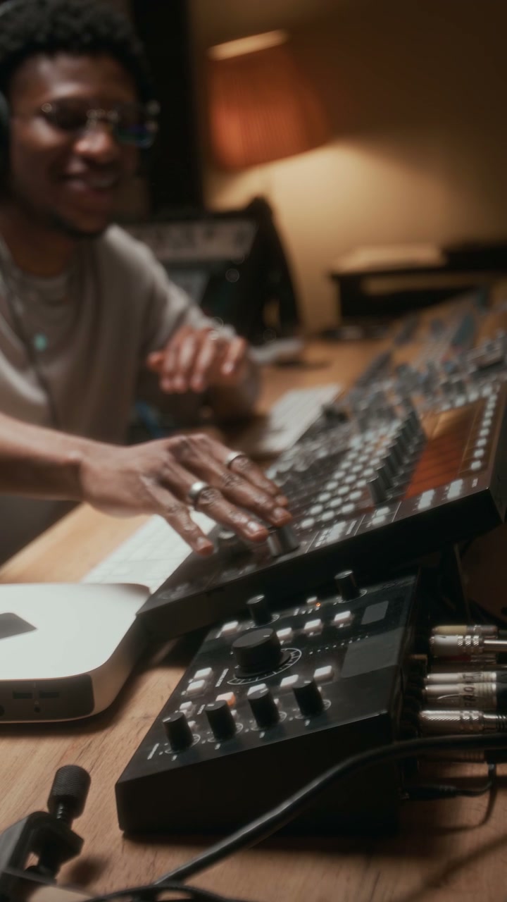 Man Mixing Audio in Recording Studio