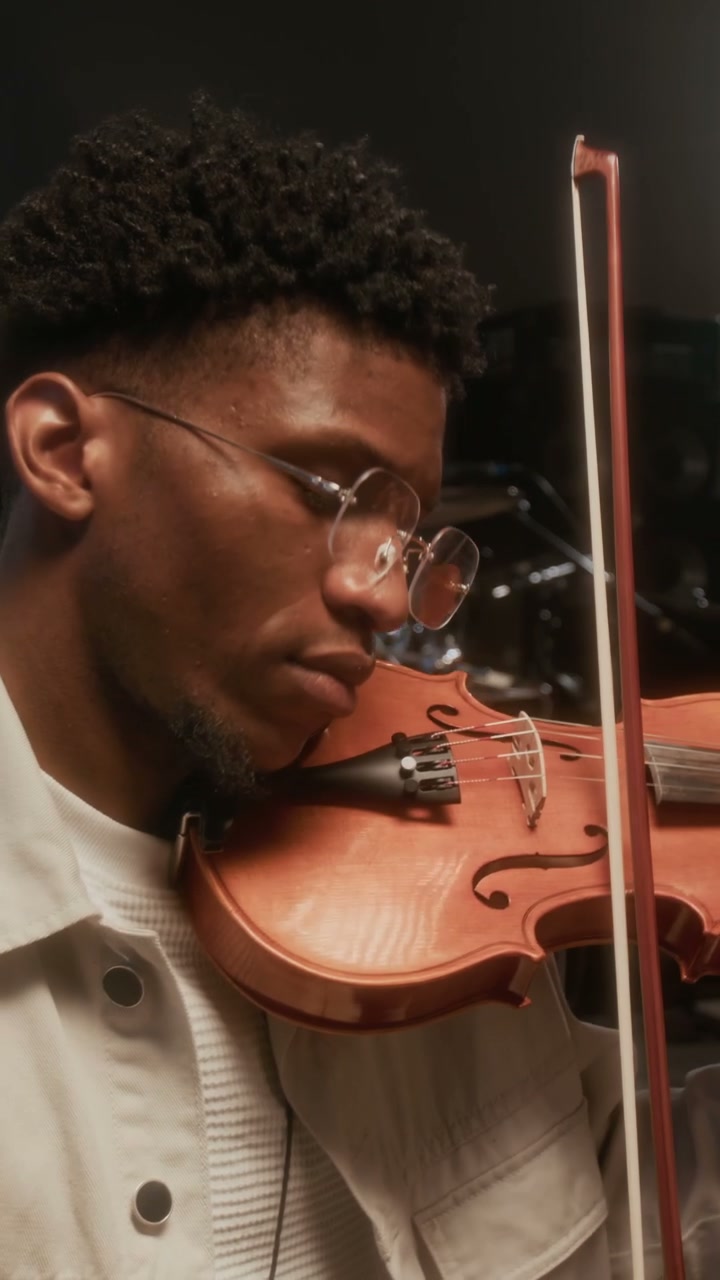 Musician Playing Violin in Studio