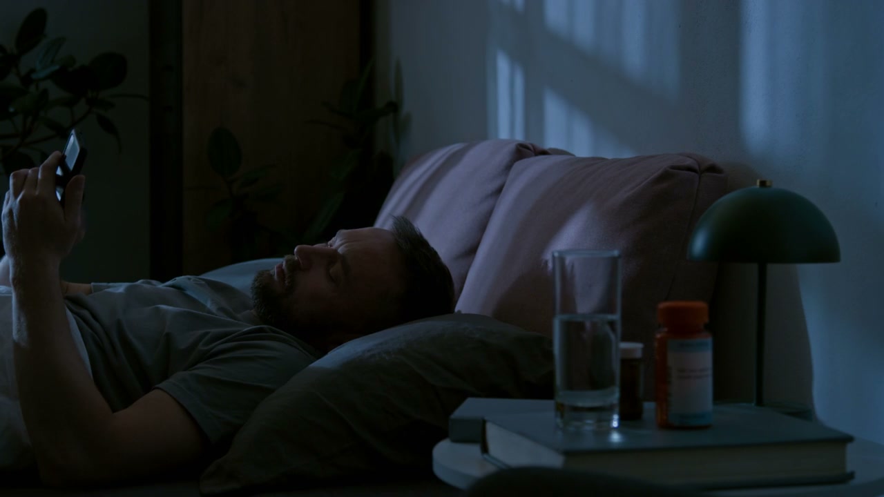 Time-lapse of Man With Insomnia at Night