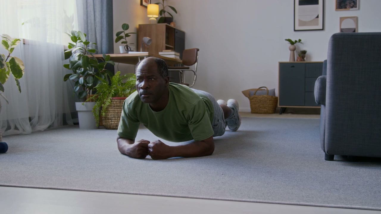 Senior Man Doing Plank Exercise