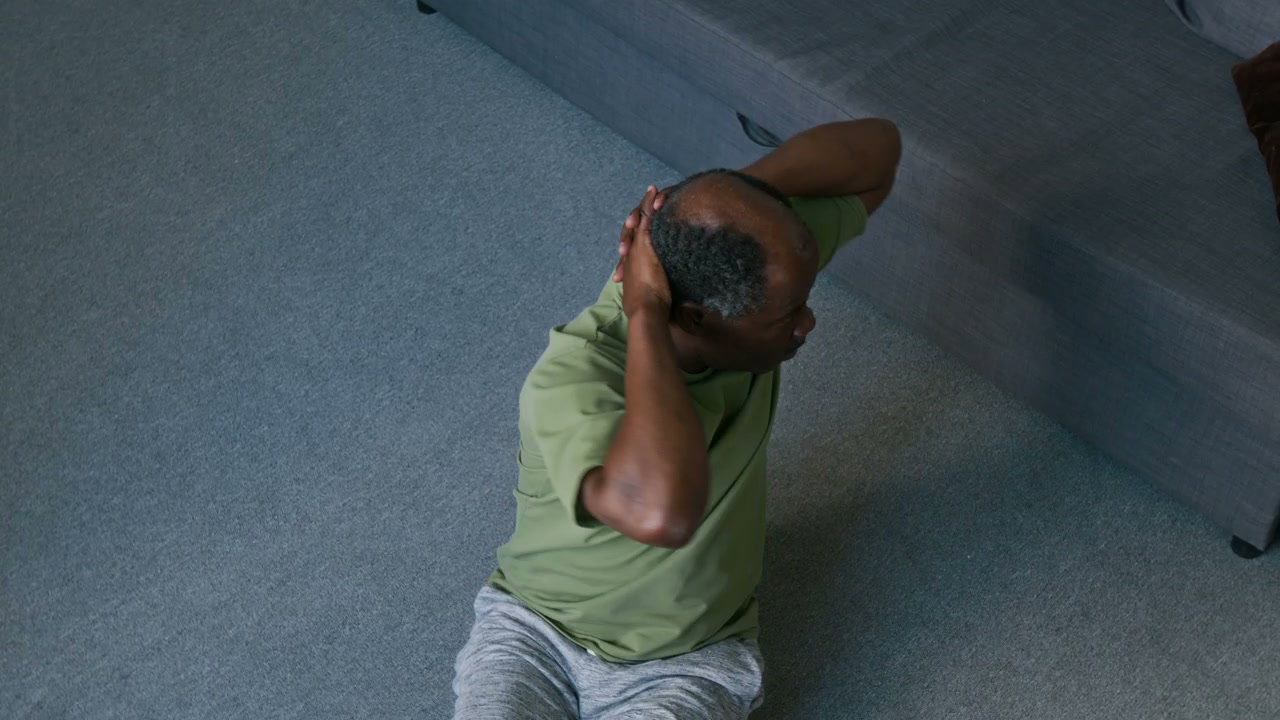 Senior Man Doing Torso Twists and Stretch