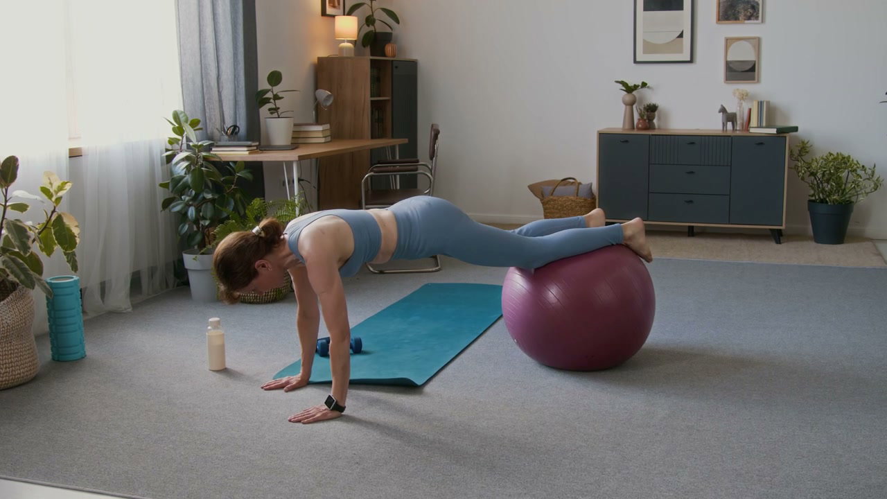 Woman Doing Stability Ball Core Workout