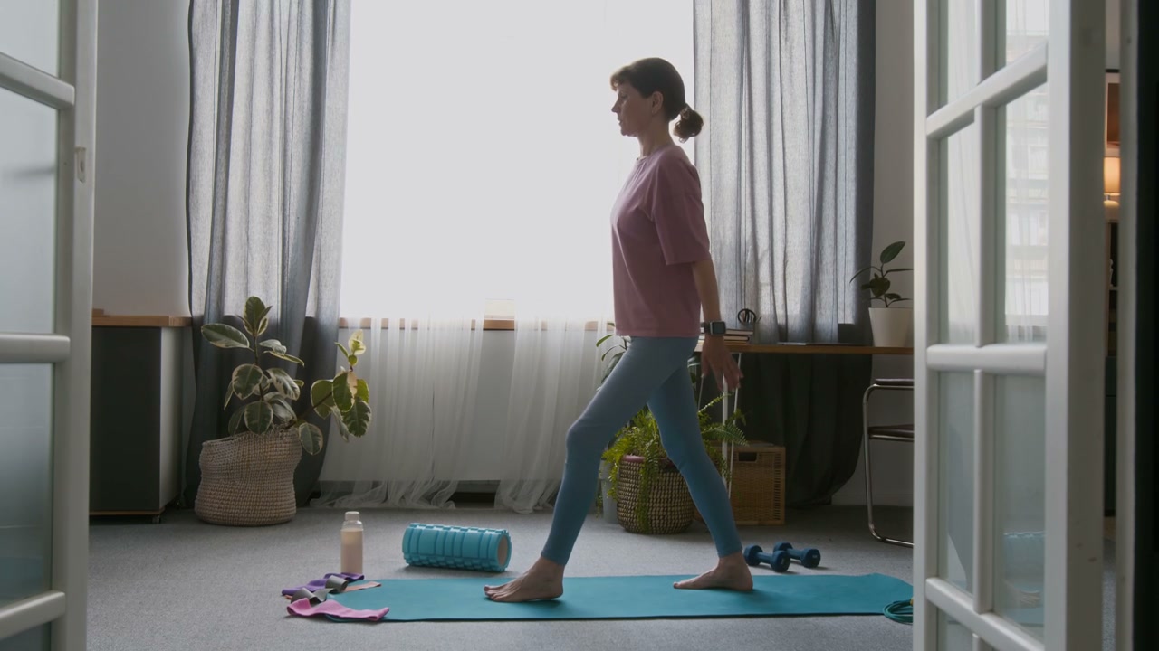 Senior Woman Practicing Balance Exercises