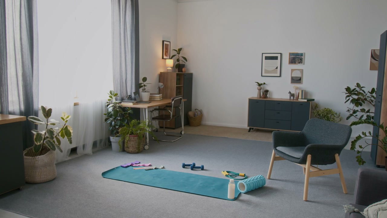 Home Workout Space with Fitness Equipment
