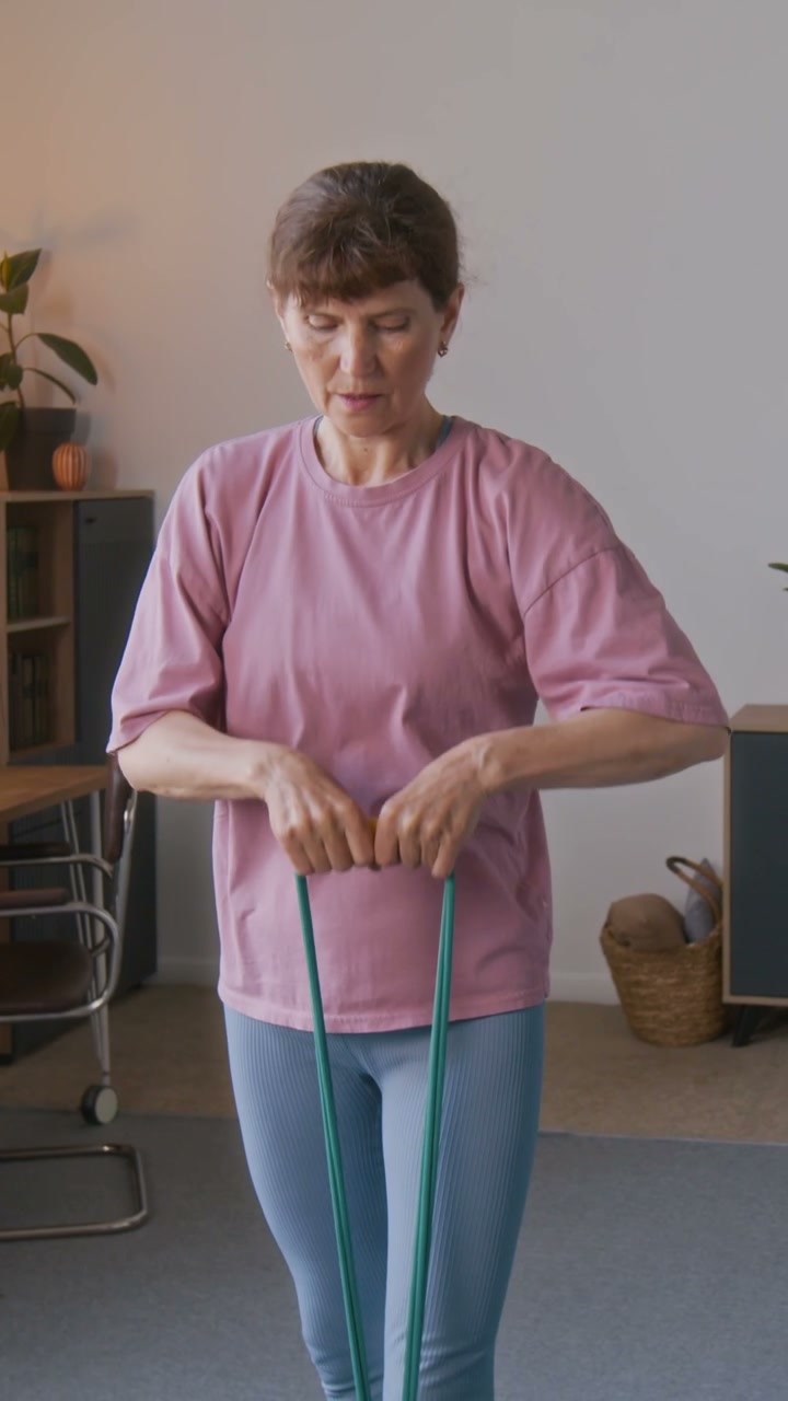 Senior Woman Training with Resistance Band