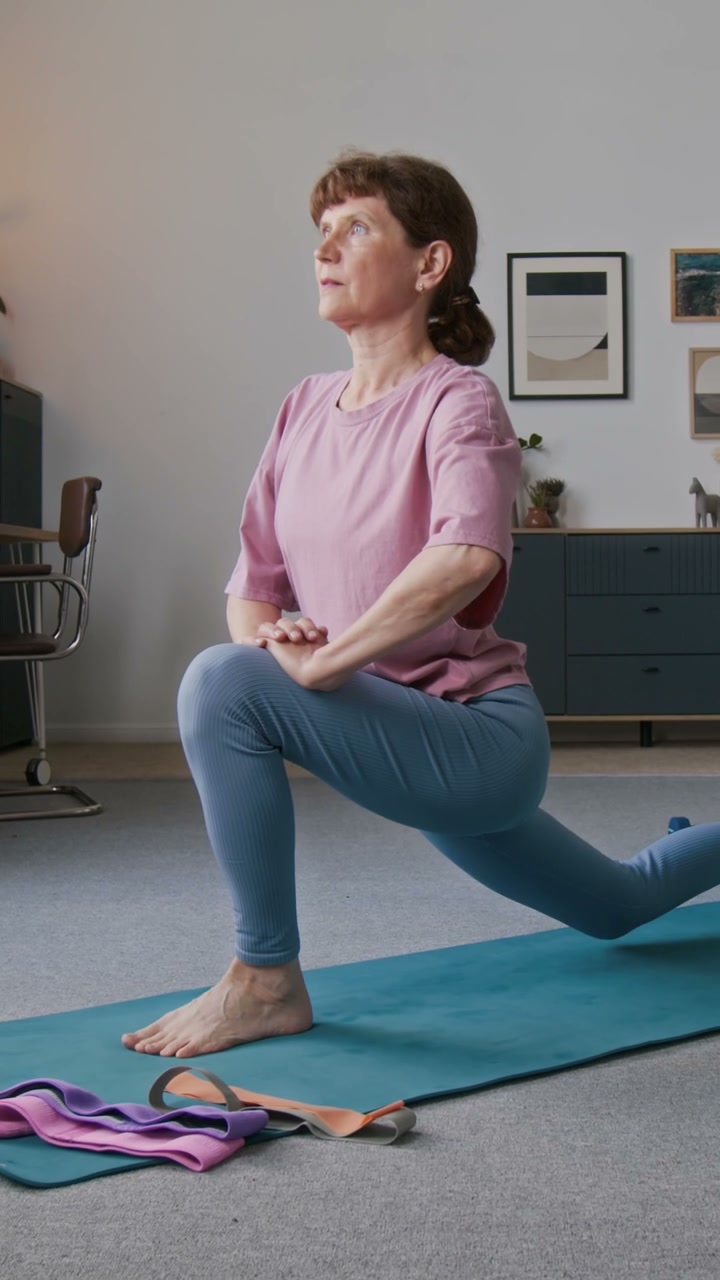 Senior Woman Stretching at Home