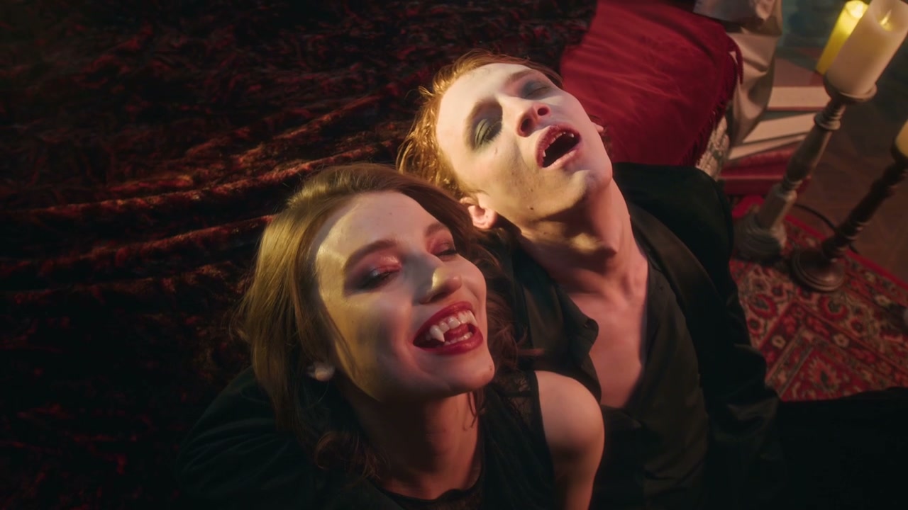 Gothic Vampire Couple in Embrace