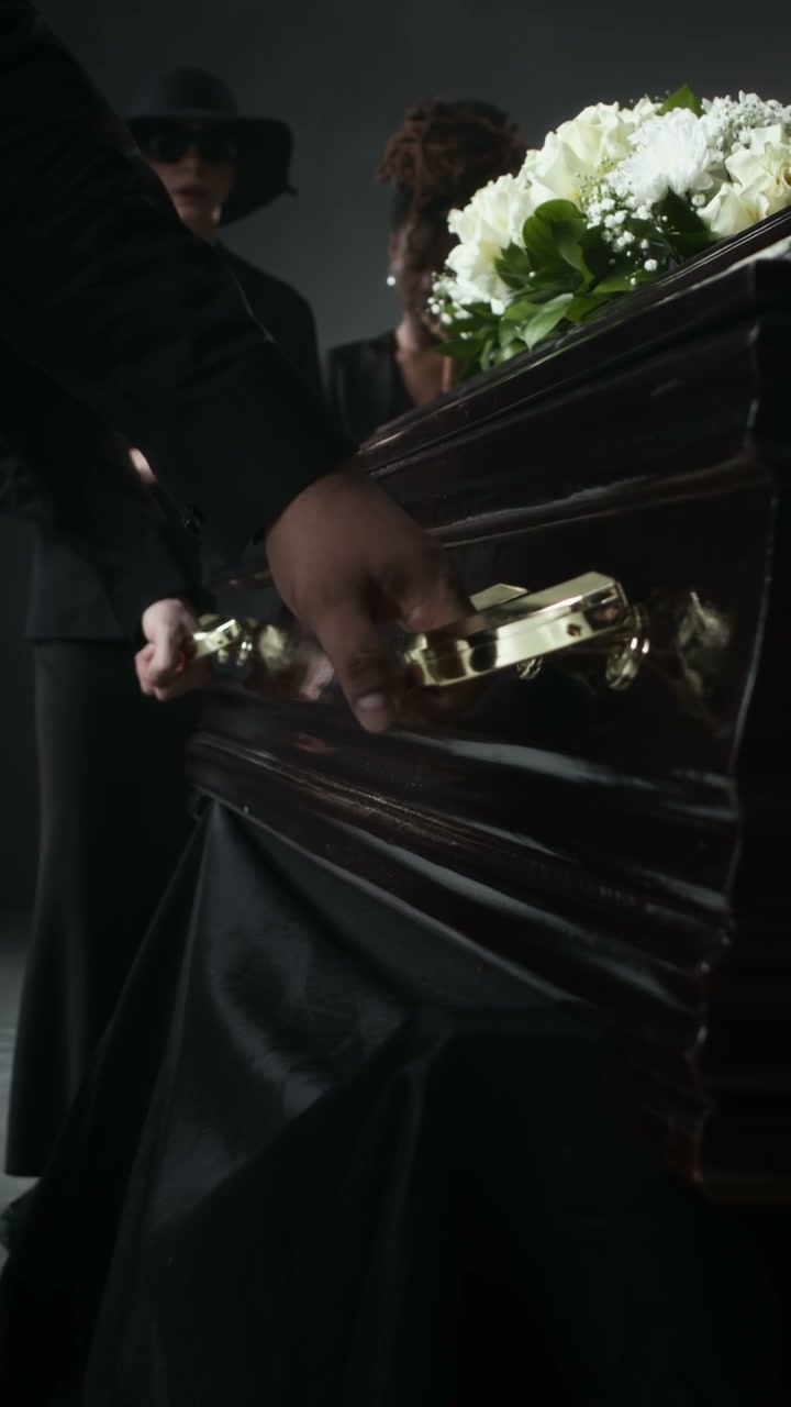 Funeral Service with Mourners and Coffin