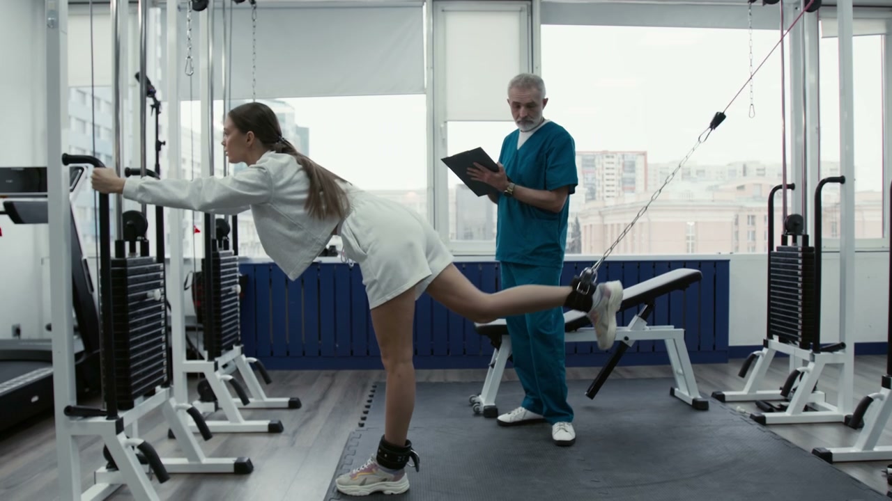 Patient Doing Leg Rehabilitation with Therapist