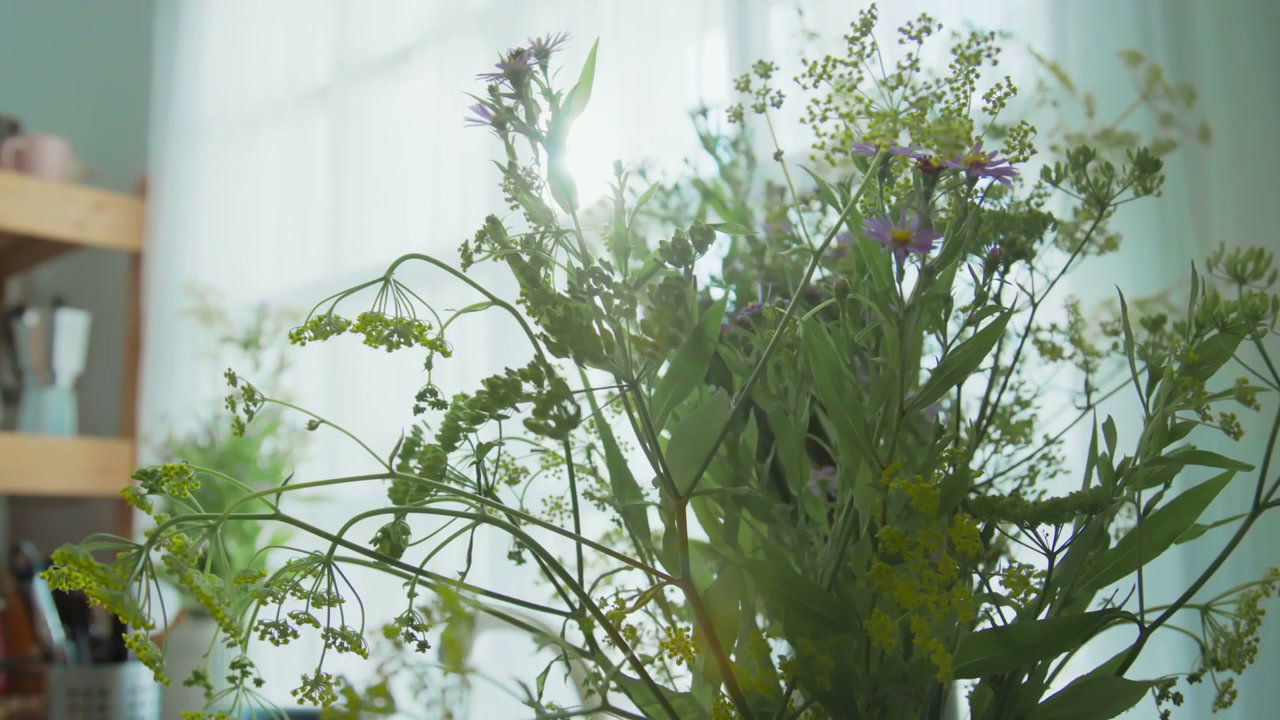 Sunlit Wildflower Bouquet Indoors
