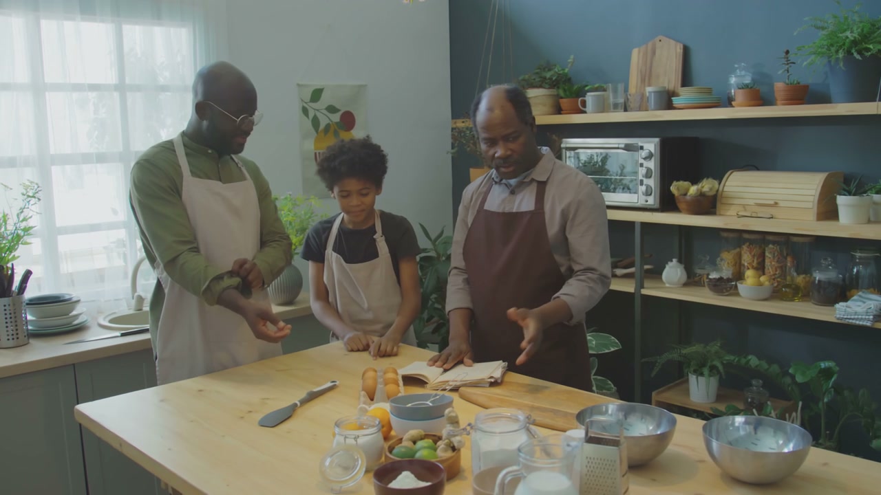 Multi-Generational Family Cooking in Kitchen
