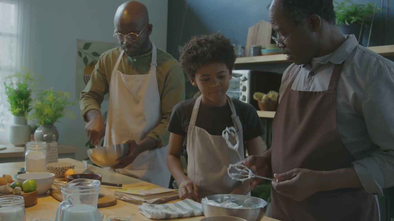 Multi-Generational Family Baking in Kitchen