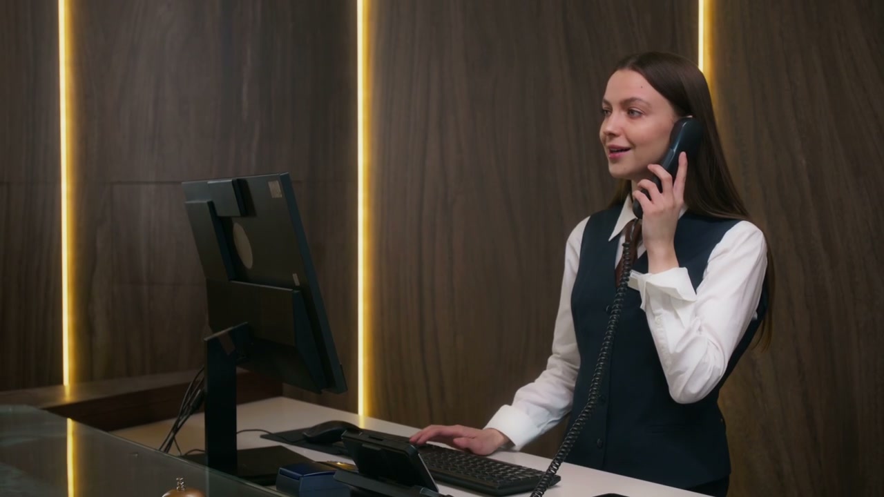 Hotel Receptionist Answering Phone Call