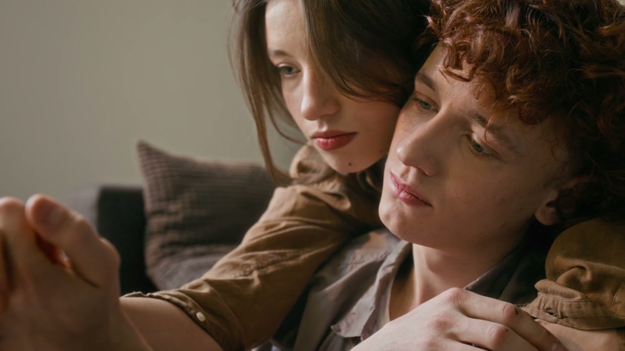 Romantic Couple Embracing at Home