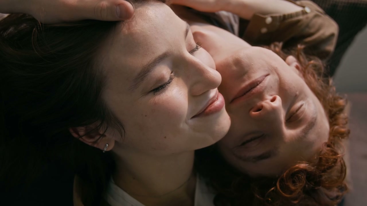 Romantic Couple Cuddling at Home