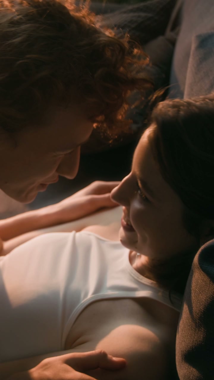 Romantic Couple Cuddling at Home