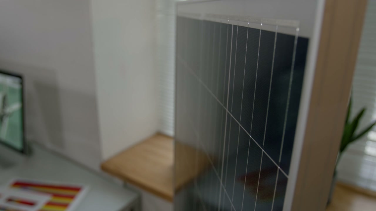 Close-up of Solar Panel Model in Office