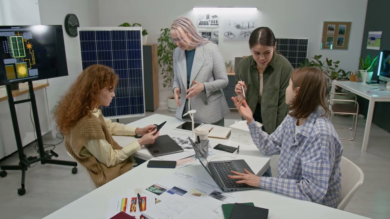 Women Collaborating on Renewable Energy Project