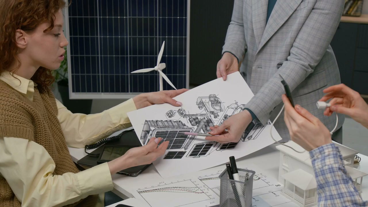 Team Discussing Solar Energy Design