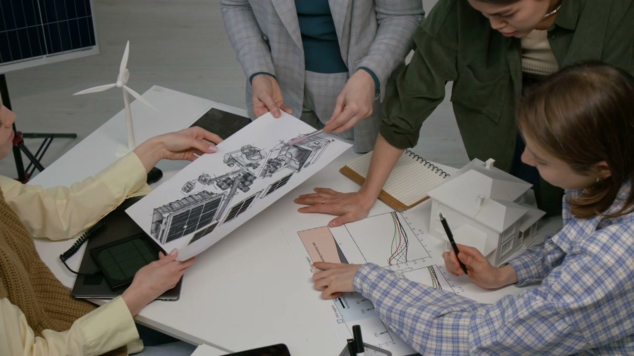 Professional Team Discussing Renewable Energy Design
