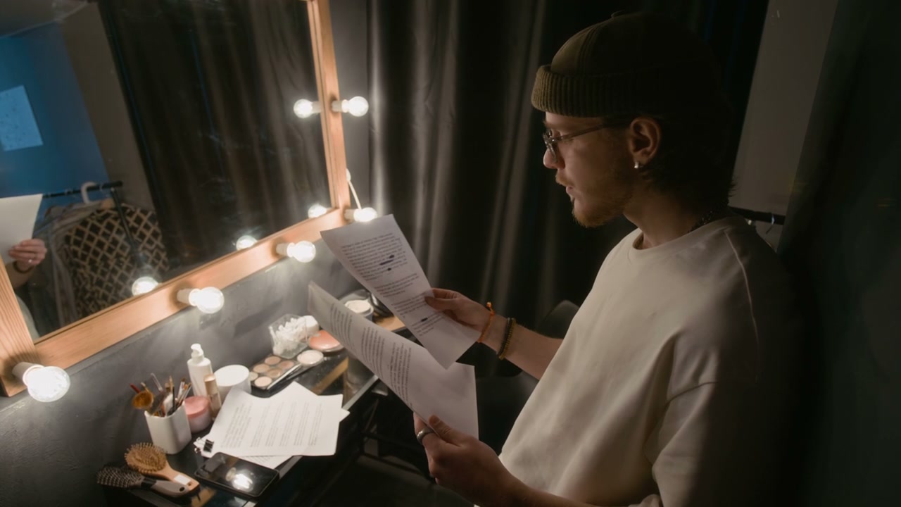 Comedian Rehearsing Backstage