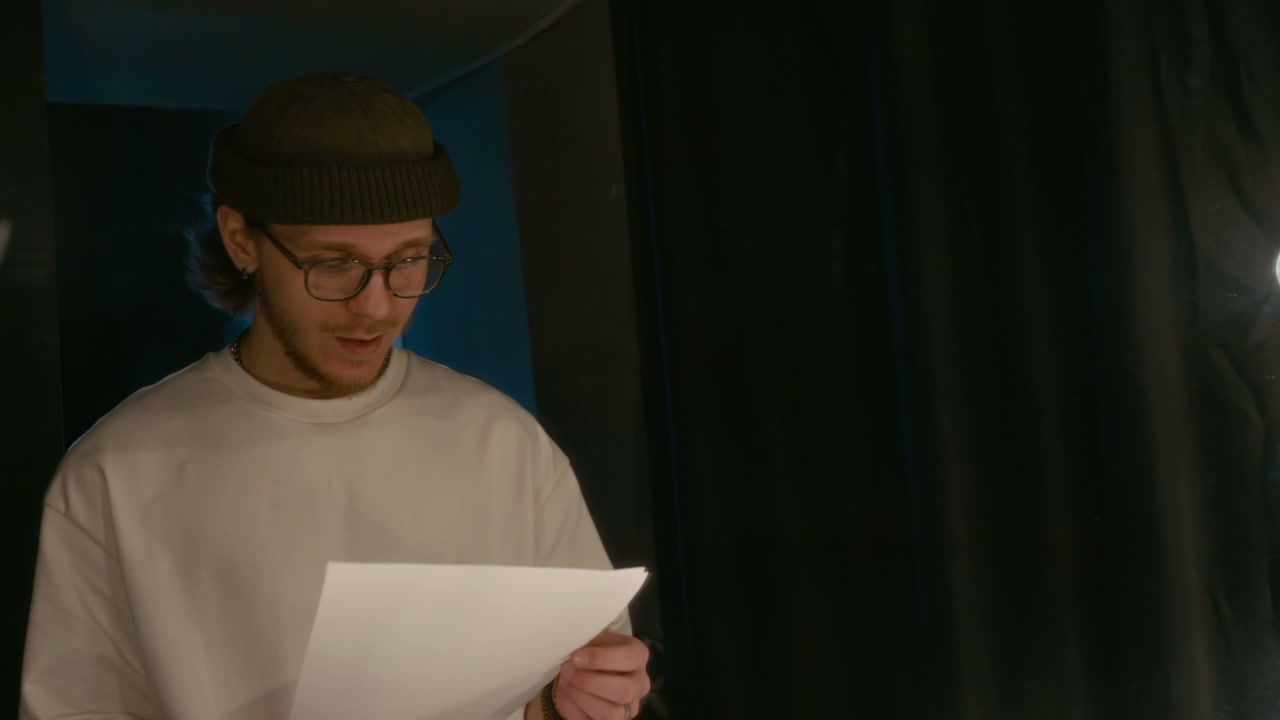 Comedian Rehearsing Script Backstage