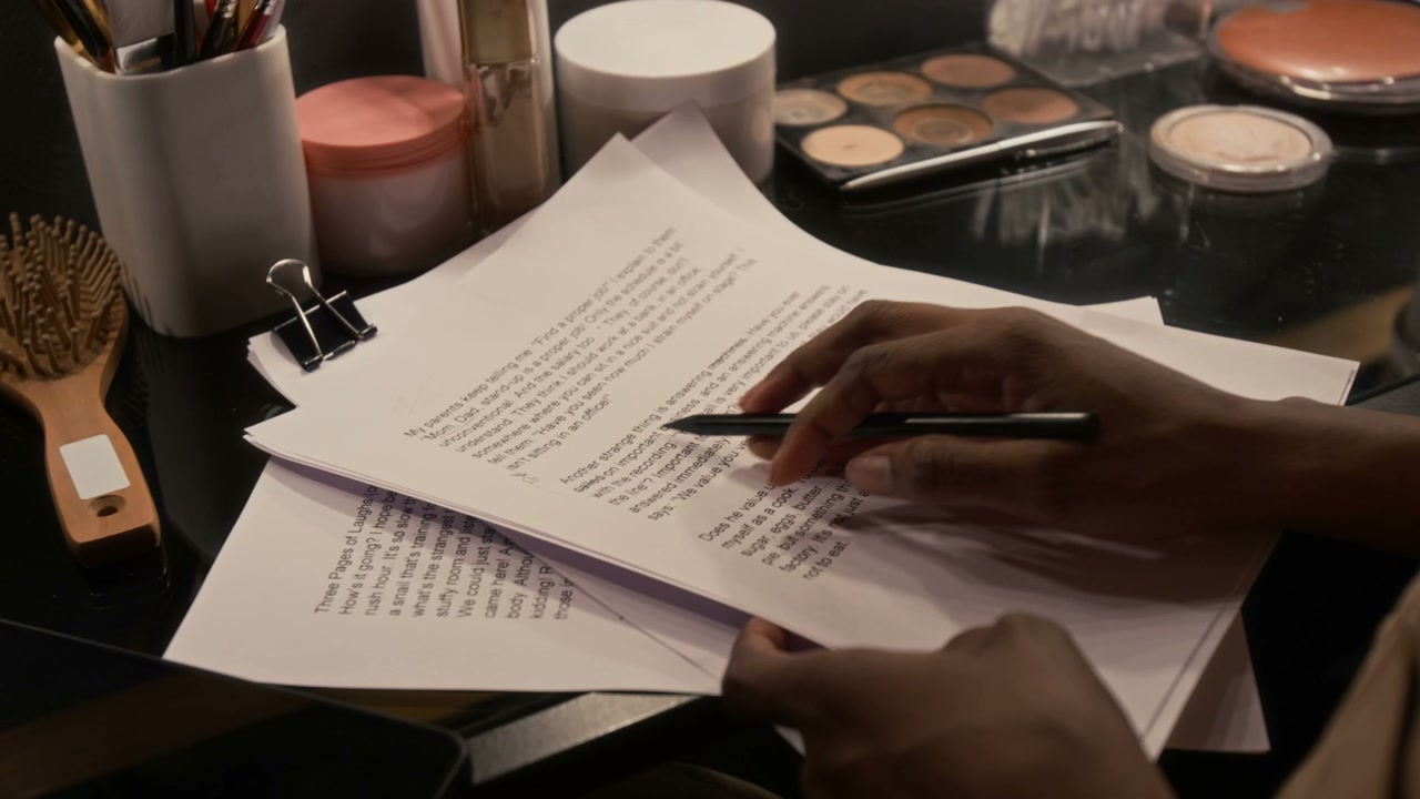 Person Reviewing Script Notes Backstage