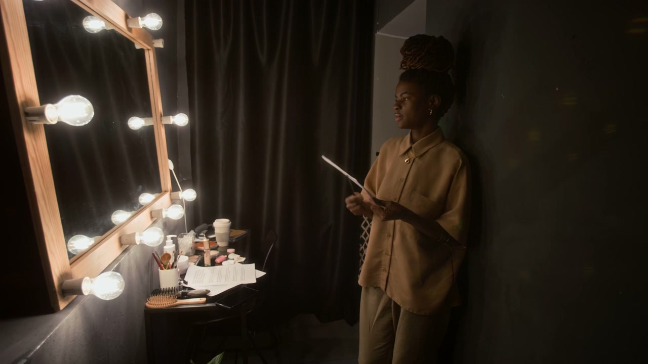 Comedian Rehearsing Script Backstage