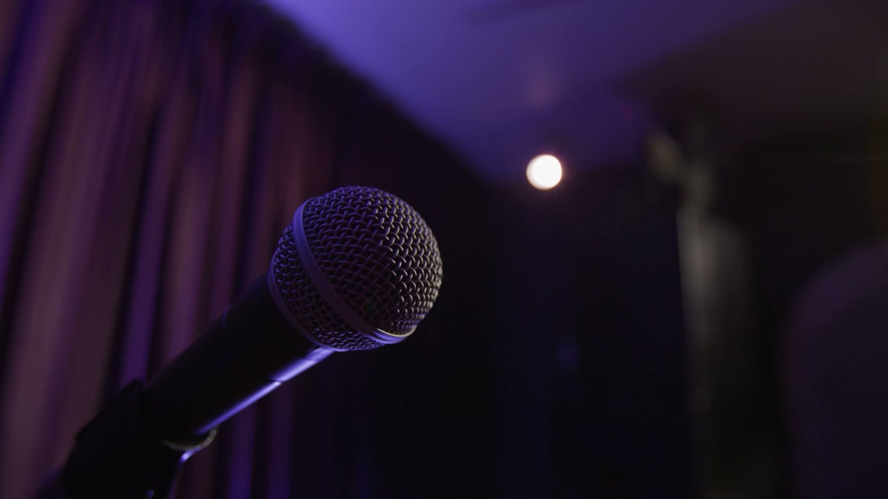 Empty Stage Microphone at Comedy Club