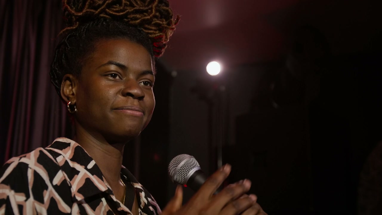 Close-Up of Comedian Performing Stand-Up